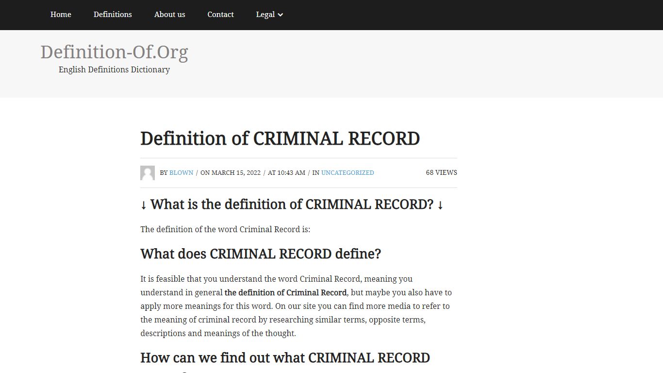 Definition of CRIMINAL RECORD ⚡ | What is the meaning of CRIMINAL ...